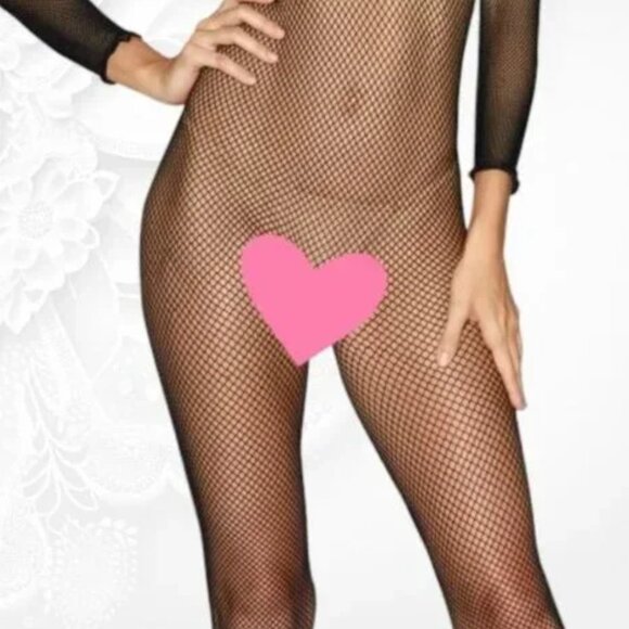 Frederick's of Hollywood VintageFishnet Bodysuit Black S, M - Picture 3 of 8